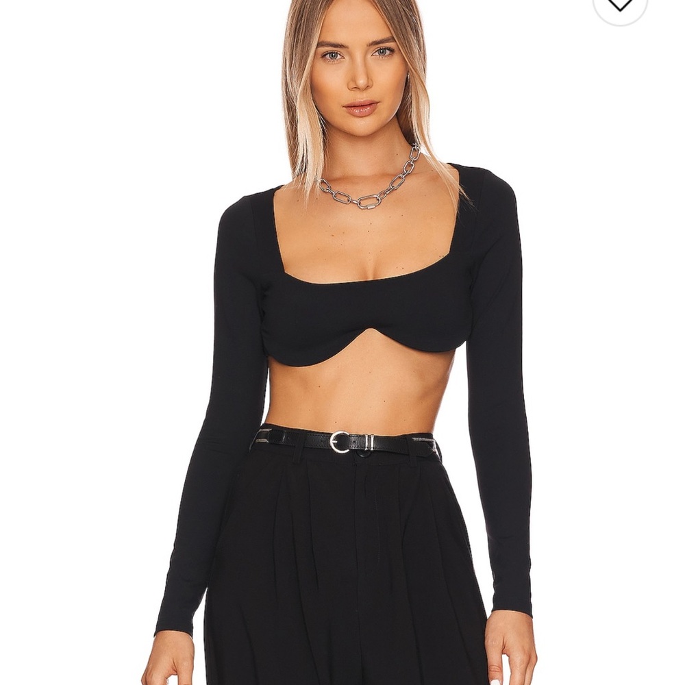 Sweetheart Black Long Sleeve Crop Top